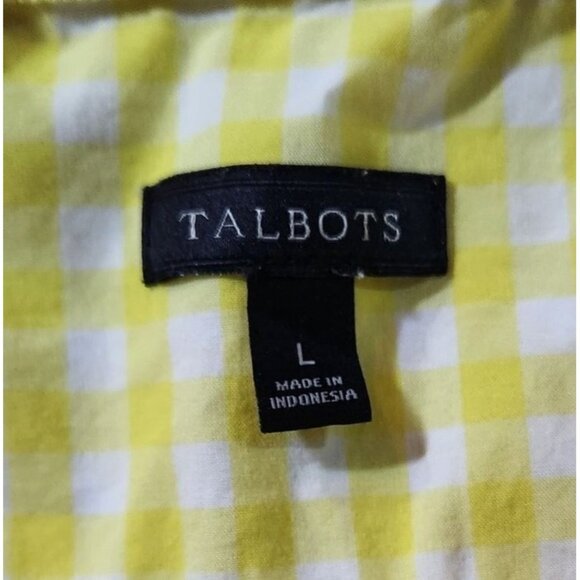 Talbots Womens Yellow Gingham Cotton Blouse L With Button Details & Long Sleeve‎ - Picture 7 of 7